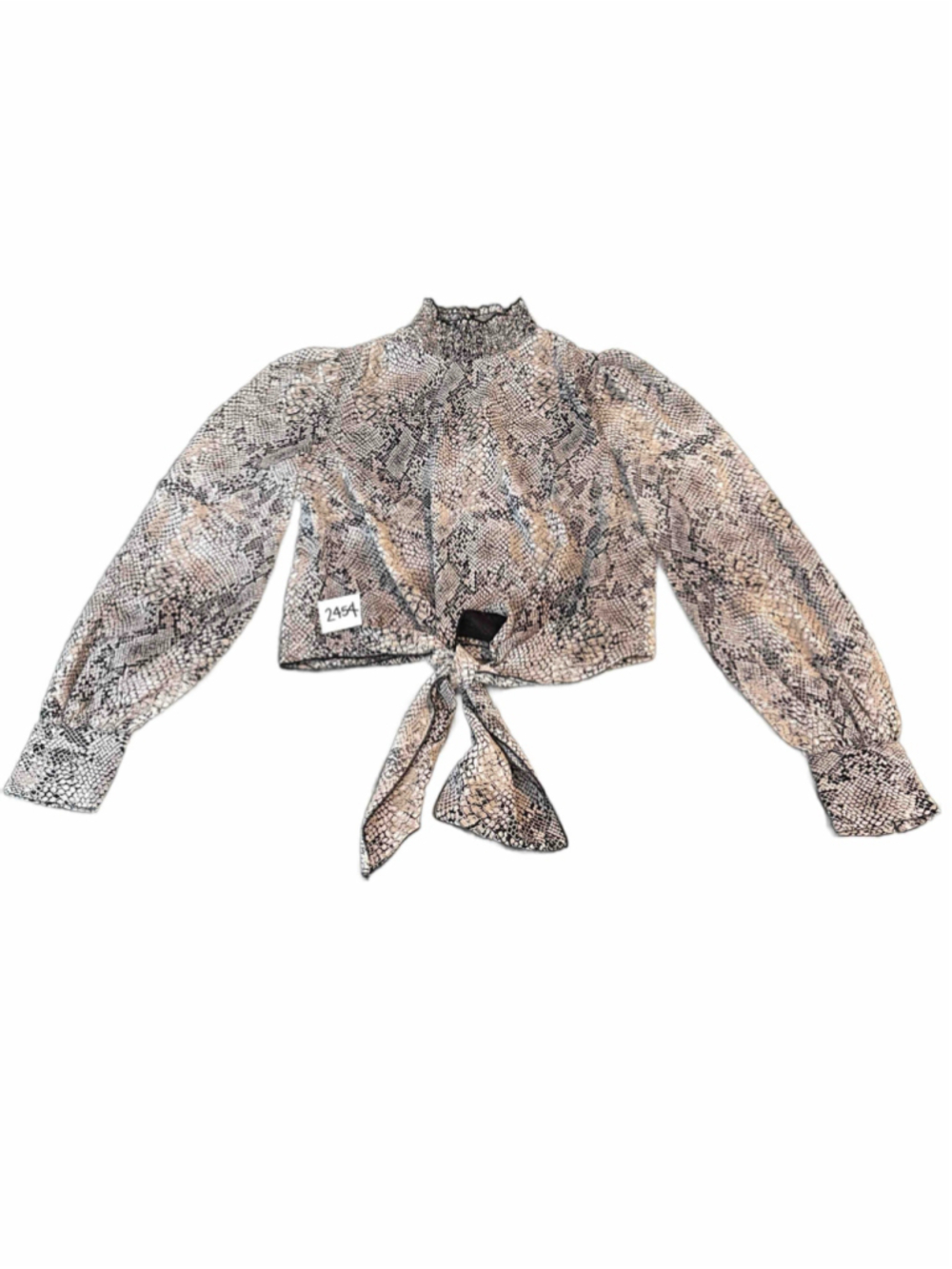 Women's Lucy Paris Snake Print Tie-Front Blouse, Size S, Beige/Black